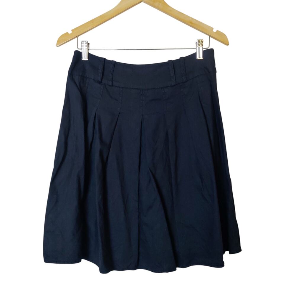 Vtg Cache Linen Blend Black Pleated Capsule Mini Skirt Small Minimalist 90s